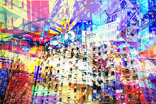 Pixblick - Hochwertige Fototapete - Streetart-Collage von Berlin I Selbstklebende Vlies-Fototapete (450 x 300 cm)