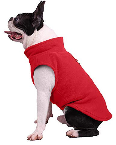 Hundepullover / Hunde-Sweatshirt, weiche Fleece-Weste, Kaltwetterjacke mit Ring für die Leine für kleine und mittelgroße Hunde (Größe XL, Rot)