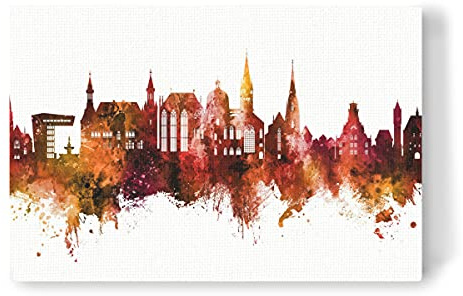 artboxONE Leinwand 30x20 cm Städte Aachen Germany Skyline Red von Michael Tompsett