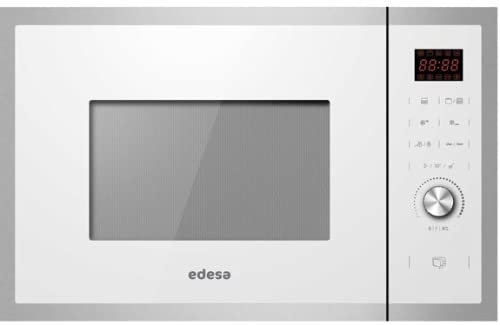 Edesa Microondas Encastre 2530-IG WH Gran Capacidad 25 Litros Gran Potencia 900W Grill 1200W Interior Acero Inoxidable Puerta Táctil 5 Niveles Display tecnología LED Botones Touch Color Blanco