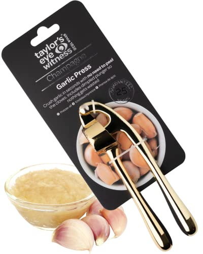 Easy to Use Garlic Press - Removes The Need to Peel, Great Go-to Kitchen Gadget for Crushing Garlic Cloves. Dishwasher Safe, Garlic Crusher Also Works with Ginger. Must Have Tool for Any Kitchen.