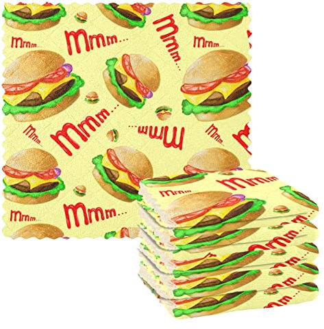 Burger Geschirrtücher, 28,9 x 27,9 cm, ideal zum Abwaschen von Geschirr, Küche, Theke und Auto, 6 Stück