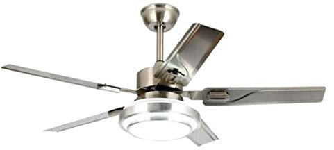 JGATW Ventilateur avec Lampe Ventilateur De Plafond À Hélice Moderne en Métal Chromé Brossé avec 5 Pales Argentées Et Une Télécommande Pratique Lustre Ventilateur (Size : 48in)