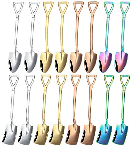 DBAILY Cucharas De Pala De Acero Inoxidable,16pcs Creativa Cuchara De Helado Pastel Postre Helado Cuchara De Café Para Restaurantes Cocina Comedor Reunión