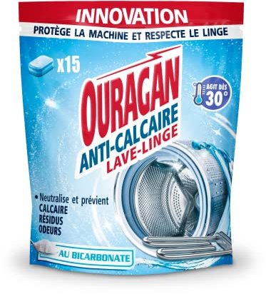 Ouragan Tablettes Anti-Calcaire Au Bicarbonate Lave-Linge 15 x 16 g