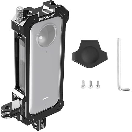 PULUZ Metall Schutzkäfig Rig Gehäuse Rahmen für Insta360 X3 Schutzrahmen Zubehör mit Silikon Objektivabdeckung & faltbarem Magnetfuß & Stativadapter