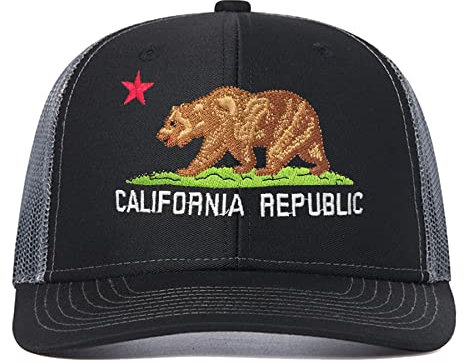 Shenbors Bestickte Baseballmützen für Herren und Damen, California Bear (Schwarz Grau), Einheitsgr��e