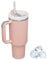 Uezeth Tumbler with Straw Lid and Handle, Stainless Steel Coffee Travel Insulated Cup Mug, 40oz/30oz Cup Travel Mug, Water Bottle Thermos for Hot and Cold Coffee (Pink-3)
