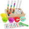 Oshhni Test Tube Toy Clip Bead Game, Wooden Rainbow Balls in Cups, Wooden Peg Board Game for Kids