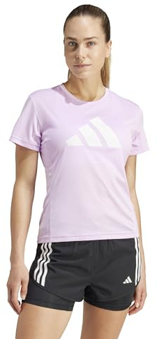 adidas Women's Run It Stripes Tee, Bliss Lilac, M