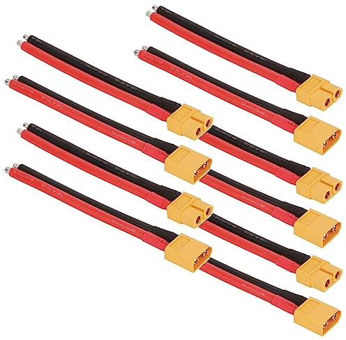 GTIWUNG 5 Paar XT60 Stecker Männlich und Weiblich mit Kabel 10cm 12AWG Silikon Draht, XT-60 Male Female Anschluss mit Kabel für RC Lipo Batterie Kabel Drohne