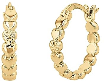 NOELANI Creolen 925 Sterling Silber Damen Ohrschmuck, 1,5 cm, Gold, Herz, Kommt in Schmuck Geschenk Box, 2036988