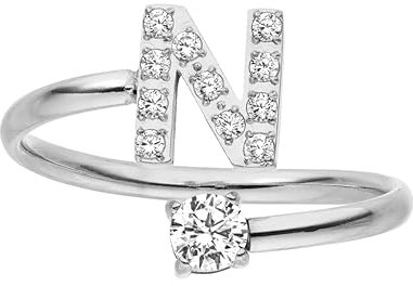 Purelei® Buchstaben Ring N – Damenring aus langlebigem Edelstahl – Wasserfeste Ringe – Verstellbare Ringe von Größe 50 bis 60 – Modeschmuck für deinen individuellen Look