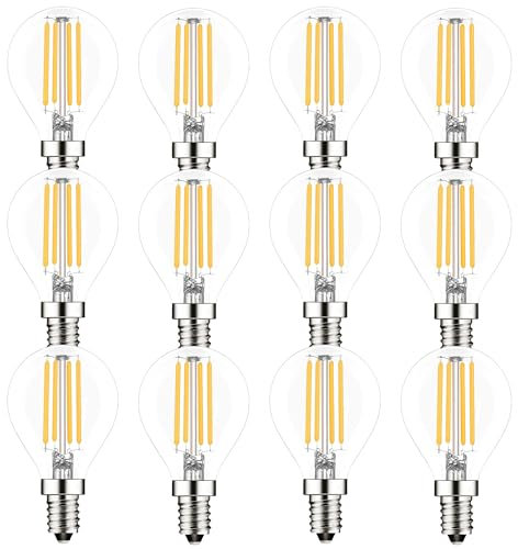 PureShine E14 LED Light Bulb,Small Edison Screw SES Golf Ball Light Bulbs, 4W Equivalent to 40W Incandescent Bulb, 2700K Warm White,CRI>80 No Flickering,Pack of 12