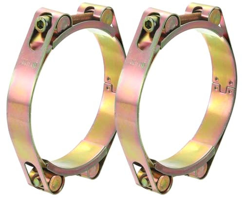 sourcing map 2Pcs T-Bolt Hose Clamps, 100-110mm/3.94-4.33 ID Range, Carbon Steel Radiator Hose Clamp Intake Clamp for Truck Exhaust