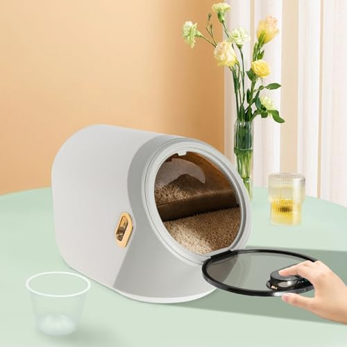 LUNICASHA Caja de almacenamiento de comida para perros, comida para gatos, caja con tapa+vaso medidor, contenedor de alimentos, organizador de cocina, tarros de almacenamiento para guardar alimentos