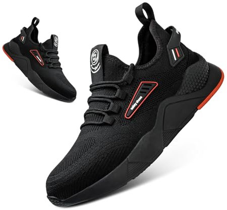 Hitmars Zapatos de Seguridad Hombre Mujer Zapatillas de Seguridad Zapatos de Trabajo Safety Shoes Comodos Zapatillas de Trabajo Cocina Negro EU39