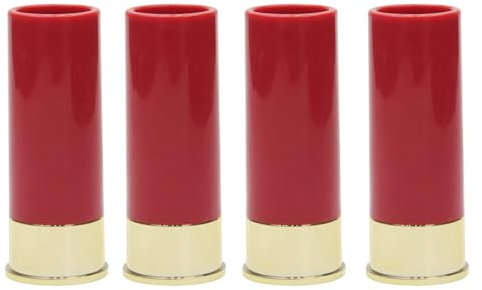 CUSROS Rot 12 Gauge Schnapsgläser, 4 Stück, 12 Gauge, Lebensmittelechter Kunststoff, Schnapsgläser, Jagdthema, Weingläser-Set