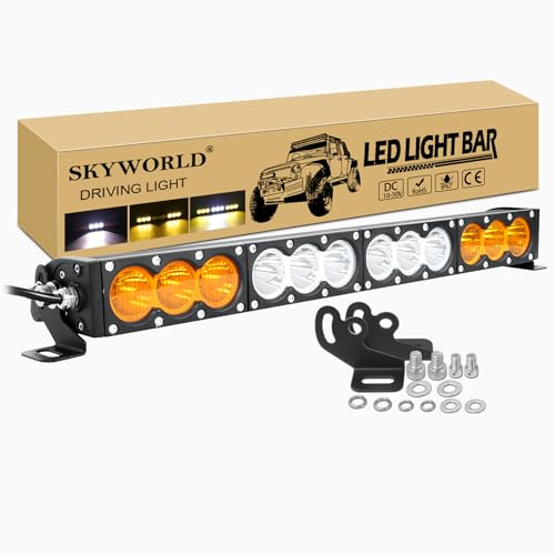 SKYWORLD Zweifarbig Led Arbeitsscheinwerfer, 22 Zoll 56 cm 120W Weiß Amber | 12V 24V Zusatzscheinwerfer Lichtbalken Offroad Beleuchtung Led Bar Wasserdicht für 4x4 Auto Traktor SUV ATV UTV Lightbar