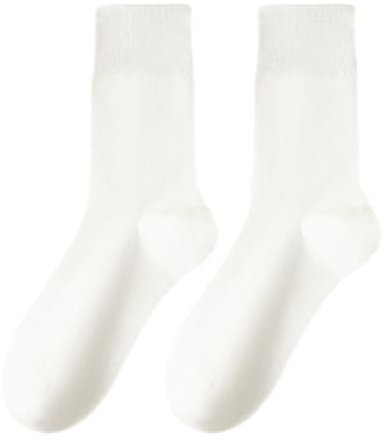 kiskick Weiße Schuhpaarung Mid-Calf-Socken Retro-Damen-Vintage-Stacking für Herbst-Winter-Mode Warme farbige Damenstrümpfe Atmungsaktiv Gemütlich Weiß Einheitsgröße