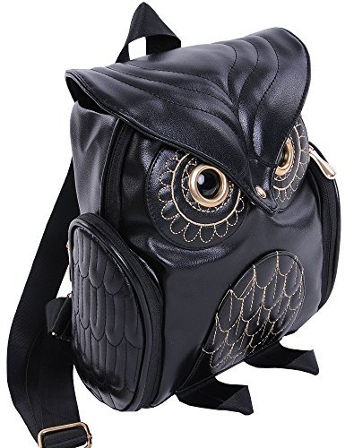 Modischer süßer Eulen-Rucksack für Damen, Cartoon-Schultaschen für Teenager, Mädchen, hoher Rucksack für Jungen, Schwarz , One size