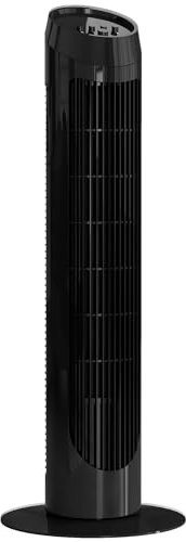 HOMCOM Ventilador de Torre 45W Ventilador Vertical Silencioso con 3 Velocidades Oscilación 70° para Salón Dormitorio Oficina Ø27x75 cm Negro