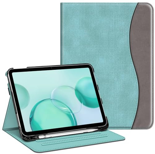 FINTIE Case for iPad (A16) 11th Generation 11 Inch (2025), iPad 10th Generation 10.9 Inch (2022), Multi-Angle Viewing Stand Cover w/Pencil Holder & Pocket, Auto Sleep/Wake, Turquoise