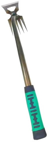 Weed Puller Tool Steel Artifact Uprooting Weeding Tool Gardening Hand Weeder Rake for Transplanting Digging (Green 1, 36cm*4.5cm)