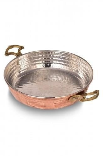 Copper Noble Poêle de service avec poignée en cuivre plaqué argent 40,6 cm