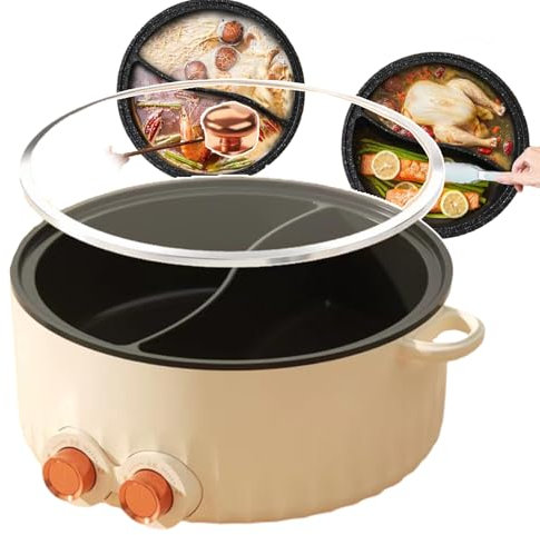 forplubossmmp Electric Hot Pots with Double-Sided, Non-Stick Electric Shabu Hot Pots, Electric Multi-Cookers 5L/6L Slow Cookers & Stockpots, Electric Skillets for Commercial and Home Use,5L