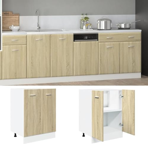 Somanki Armario Inferior Cocina contrachapada Color Roble 60x46x81,5 cm, Muebles De Cocina, Mueble Bajo Cocina, Cocinas Completas, Mueble Fregadero, Auxiliar Bajo Fregadero - 849611