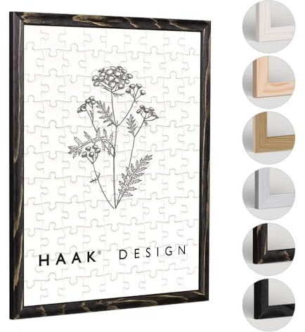 Haak Puzzlerahmen Amari Schwarz gebürstet 67 X 90 cm (ca. 2000 Teile) ANTIREFLEX/Entspiegelt Bilderrahmen Rahmen für Puzzle