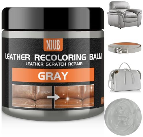NIUB Lederrückfärbebalsam, Lederfarbenrestaurator, Kratzerreparatur, Lederfarbe für Möbel, Lederfärbe- und -restaurationsmittel restauriert verblasstes und verkratztes Leder - Grau