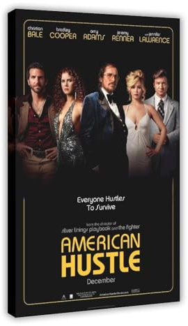 ahnld Filmposter, Motiv: American Hustle (2013), Leinwandposter, Wandkunst, Dekordruck, Bild, Gemälde für Wohnzimmer, Schlafzimmer, Dekoration, 20 x 30 cm