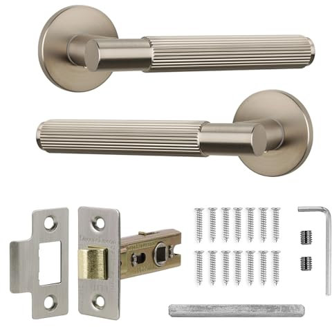 Decoranddecor Hera Silver Internal Door Handles – Aluminium Handle Sets with Tubular Mortice Latch – Sleek and Durable Design for Wooden Interior Doors in Bedrooms, Bathrooms, and Offices