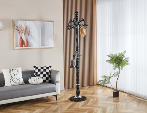 Modernique Vintage Style Coat Stand Rack in White Black Brown & Grey 198 cm Tall (Black)