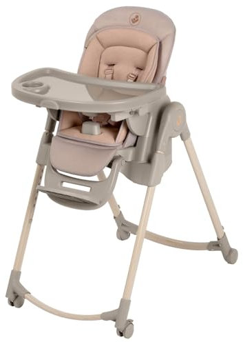 Maxi-Cosi Minla Plus Kinderhochstuhl Mitwachsend, 0–14 Jahre, 0–60 kg, Hochstuhl Baby, einer Hand drehbaren Tabletts, 4 Rädern, 9 Höhenstufen, 5 Neigungspositionen, kompakt faltbar, Elegance Terra