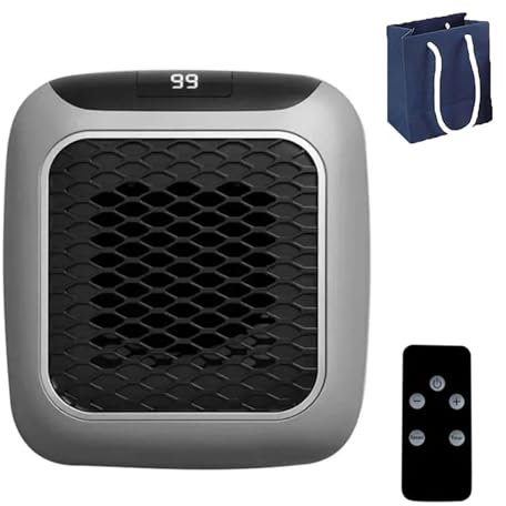 Blumeheat, Blumeheat Heater, 2025 Nuovo Riscaldatore Portatile Blumeheat, Stufetta Elettrica Basso Consumo con termostato e timer regolabili, Mini riscaldatore elettrico con telecomando (Grigio)