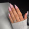 SXVME 48 Pcs Light Pink Press on Nails Almond Medium Acrylic False Nails Medium Stiletto Natural Fake Nail Set Elegant Solid Color Full Cover Glossy Gel Stick on Nails for Women Daily Wear
