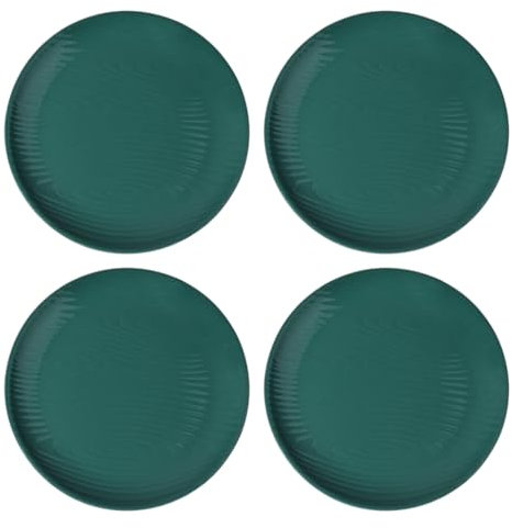 temp-tations by Tara Woodland Emerald Green Plates, Set of 4-8 Small Green Ceramic Plates for Salad, Microwavable, Dishwasher-Safe, Stoneware Dinnerware Sets, Premium Kitchen and Dining Dishes