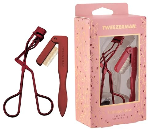 TWEEZERMAN Wimpern Set inkl. Wimpernzange und Wimpernkamm, Geschenkset, Vintage Rose