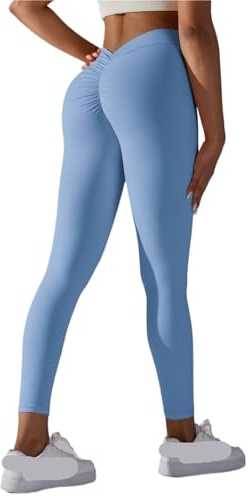 LIUHLFSR Yoga-Leggings, Rücken, V-Hintern, sexy Leggings, Damen-Yoga-Hosen, Fitness, Workout, Fitnessstudio, Lauf-Leggings, hohe Taille, aktive Kleidung Geeignet für Fitness, Yoga, Sport(Blue,S)
