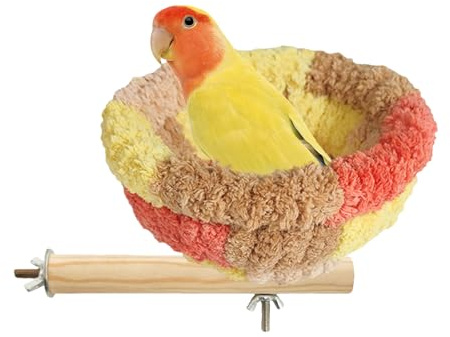 Renchey Vogel Nest Für Käfig | Samt Vogelhaus Nistkasten Für s | Kleine Sitzstange Und Warmes Schlafnest Als Käfigzubehör Für Kanarienvogel, Sittich, Ara Und Unzertrennlicher