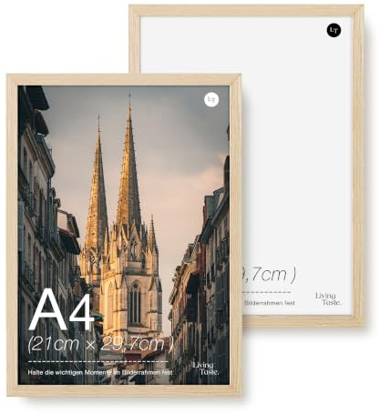 LIVINGTASTE A4 Cadre photo 21x29.7 cm finition chêne Naturel avec façade acrylique, lot de 2, idéal pour certificats et diplômes, documents au bureau ou à la maison 2pk