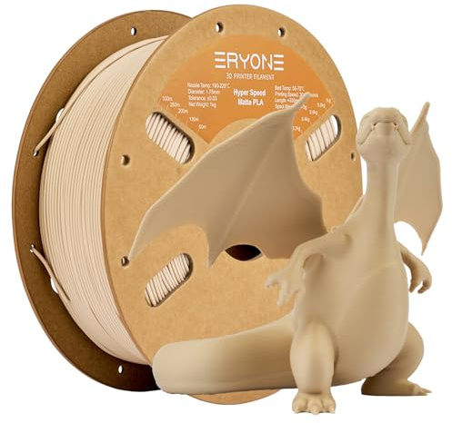 ERYONE High Speed Matte PLA Filament 1.75mm +/- 0.03mm, Rapid PLA Matte Filament, 30-500mm/s 3D Drucker Filament, 1KG/Spule, Beige