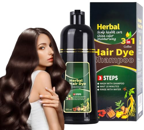 Virecose Marrón Oscuro Champú Tinte de Pelo 500ml, Hair Dye Shampoo | Champú de Color Para el Cabello Instantáneo, Shampoo Color Tinte de Pelo en Minutos Champú Tinte Mujer y Hombres