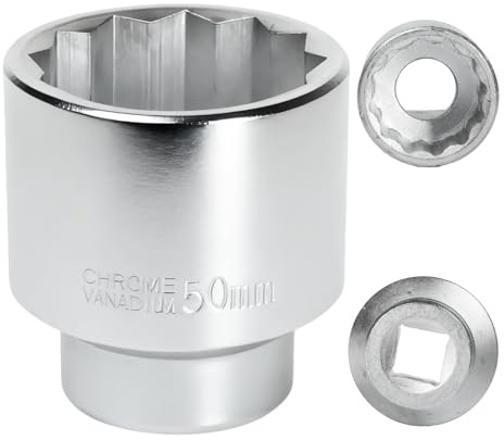 FortuneGlobe Douille 50mm 3/4 12 pans, Douille pour clé 3/4 50mm pour clé CR-MO(Whtie)