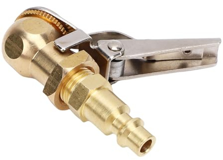 Yechiry Robustes Messing-Reifenluftfutter, Feststellbare Aufblasdüse, Adapterfutter mit Geschlossener Spitze und Messing-Verriegelungsdesign, Ideal Zum Aufpumpen von Reifen