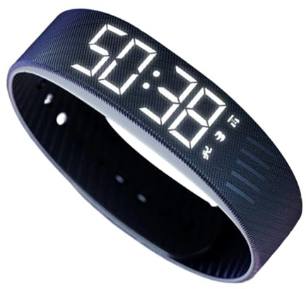 Silent Wrist Alarm - Black ABS Vibrating Clock Bracelet Waterproof Digital LED Reminder Noiseless Sleep Management Accessory | Av Soft Alert System