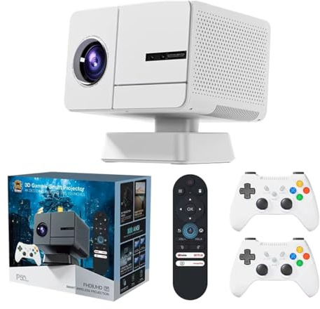 Proiettore di gioco L P50 Max con messa a fuoco automatica, 1080p, LED, 2 GB + 16 GB, 64 GB di archiviazione, 30.000 giochi, Android 11